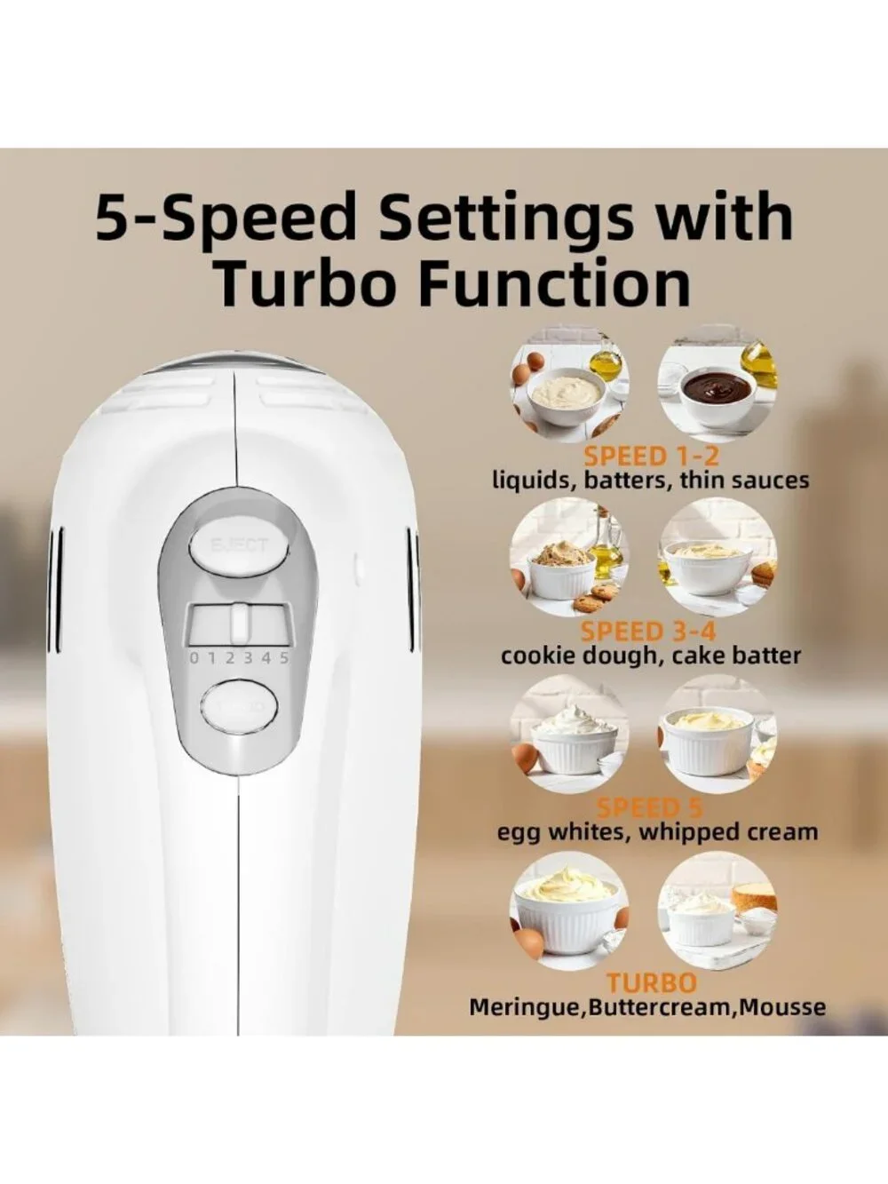 2-in-1 Electric Stand Mixer 3.2QT with Auto-Rotating Bowl & 5-Speed Turbo for
